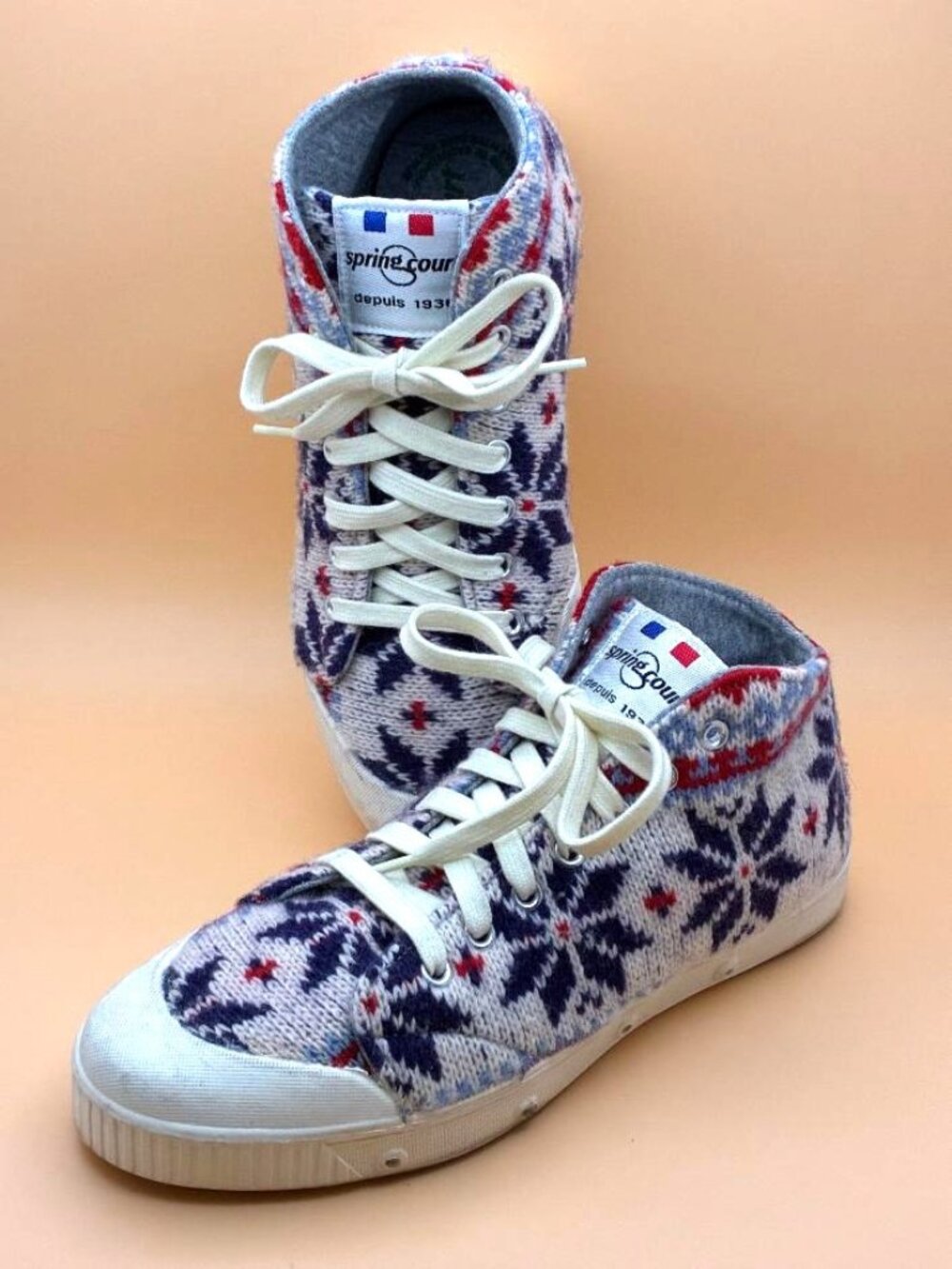 Spring Court Holiday Sweater Winter Snowflake High Sneaker Shoe EU 39 US 8.5
